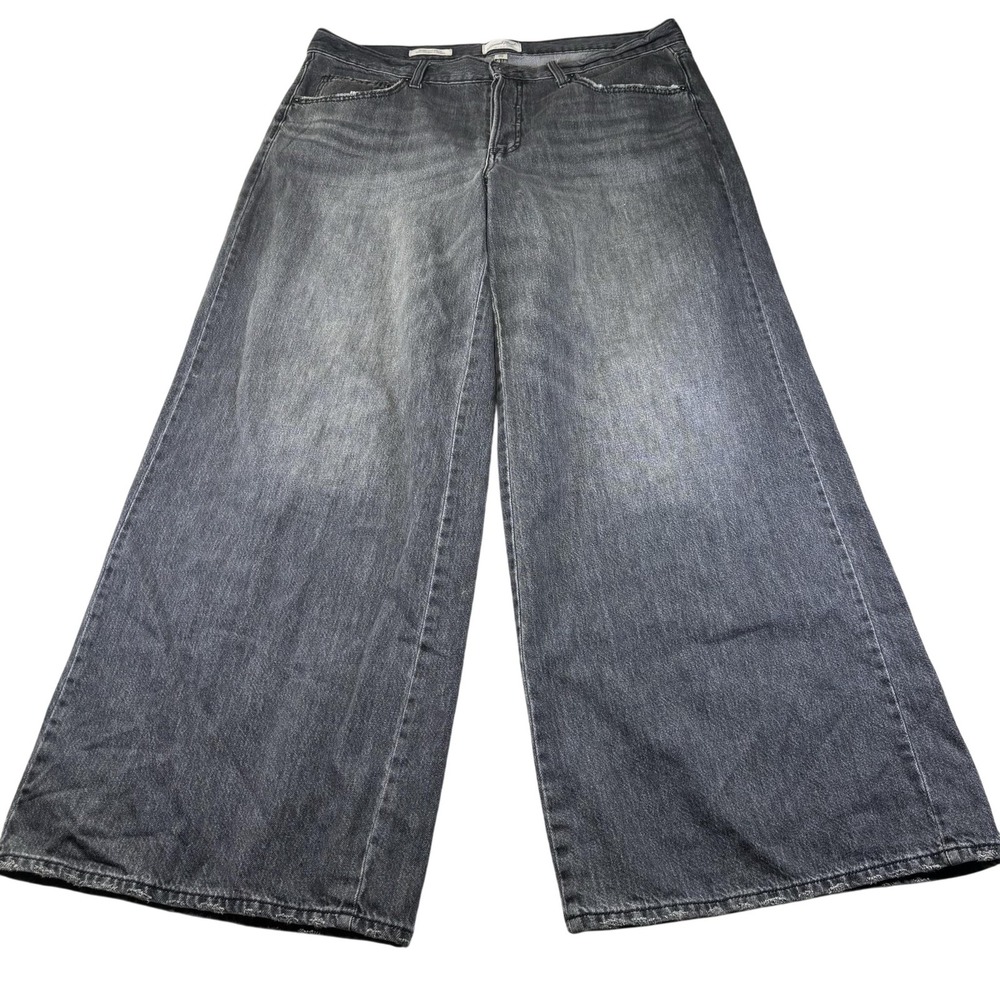 Universal Thread Mid Rise Super Wide Leg Jeans Womens 16R Charcoal Wash Denim